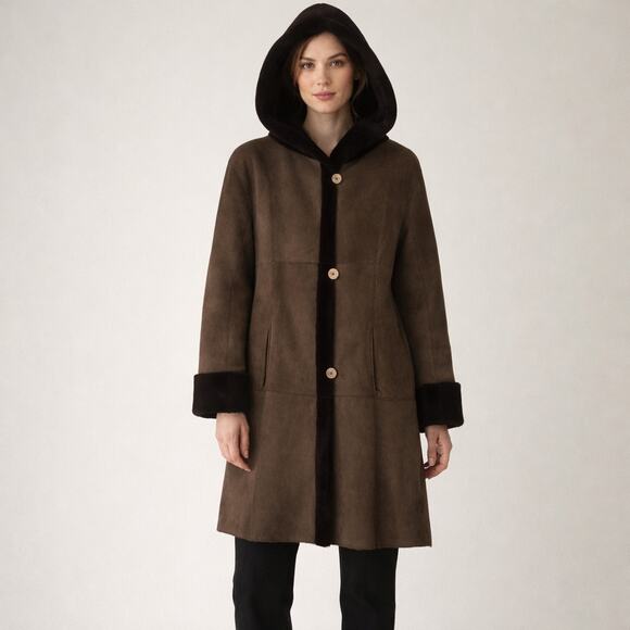 Marco Gianotti Jackets & Blazers - Marco Gianotti Shearling Reversable Coat Size 6 Hooded